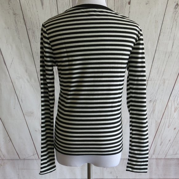 Topshop Black White Stripe Long Sleeve Sweater Top - Size 2 US/ 6 UK/ 34 EUR - Picture 4 of 6